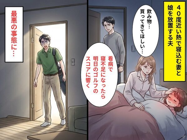 【40℃】の妻と娘を放置し、ゴルフに行った夫。しかし帰宅後⇒「は…嘘だろ…！？」夫が凍りついたワケ