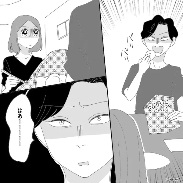 妻の料理が気に入らないと…破棄して“お菓子”を食べる夫。しかし⇒妻の【ある質問】に血相を変え「お前…！」