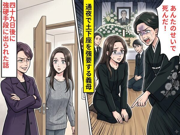 夫の通夜で…「あんたのせいで死んだ！」土下座を強要する義母！？さらに⇒四十九日後に強硬手段を取られた話