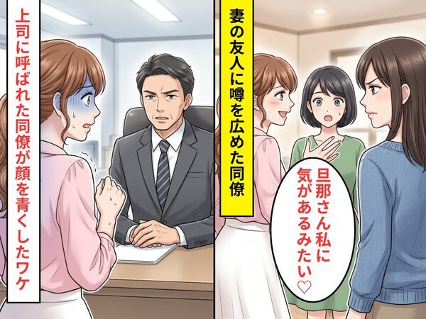妻の友人に…「旦那さん私に気があるみたい♡」噂を広めた同僚！？だが数日後⇒”上司”に呼ばれた同僚が青ざめたワケ