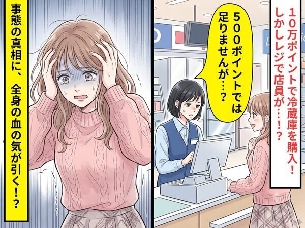 10万ポイントで冷蔵庫を購入！しかし店員「500ポイントでは足りませんが…？」⇒事態の真相に、全身の血の気が引いた話