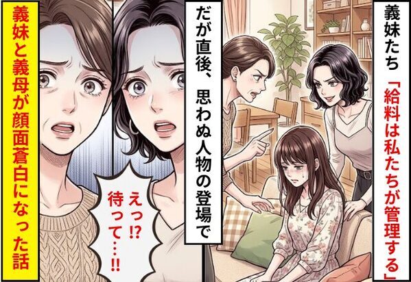 「給料は私たちが管理する」家計を握ろうとする義妹！？だが直後⇒隙間から見ていた人物の登場で…義妹が顔面蒼白になった話