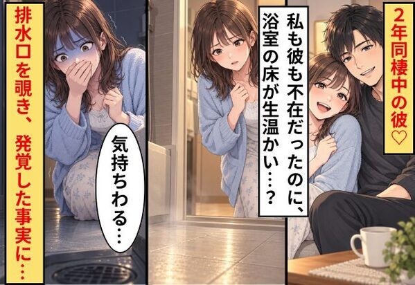 2年同棲中の彼♡私も彼も不在だったのに、浴室の床が生温かい…？⇒排水口を覗き、発覚した事実に「気持ちわる…」