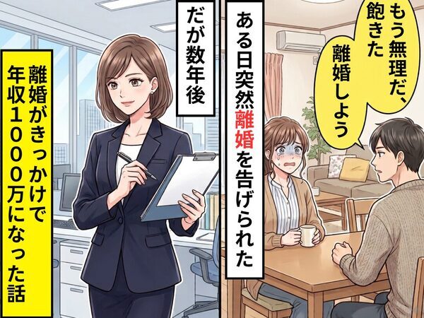 夫「もう無理だ、飽きた」突然離婚を告げられた！？しかし数年後⇒離婚がきっかけで妻の年収が【1000万円】になった話