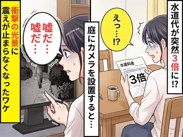 水道代が【3倍】になり原因を探す妻。翌日⇒庭のカメラに映った“衝撃の光景”に「嘘だ…嘘だ…」震えが止まらなくなったワケ