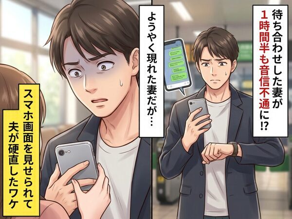 待ち合わせした妻が…【1時間半】も音信不通に！？⇒ようやく現れた妻が見せた“スマホ画面”に夫が硬直したワケ