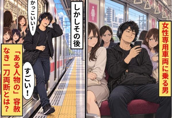 「俺も金払って乗ってんだよ」女性専用車でイキる男⇒ある人物の【容赦なき一刀両断】に車内全体が拍手に包まれた話