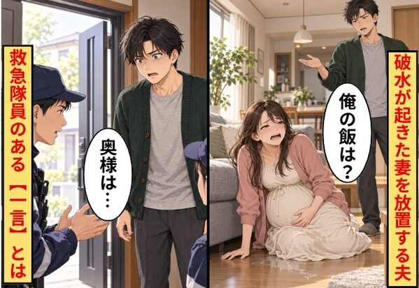 破水が起きた妻を放置する夫「俺の飯は？（笑）」だが直後「奥様は…」救急隊員の一言で夫が黙った話