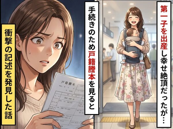 第一子が産まれ幸せ絶頂！しかし、手続きのため”戸籍謄本”を確認すると⇒【衝撃の記述】を発見し頭が真っ白になった話