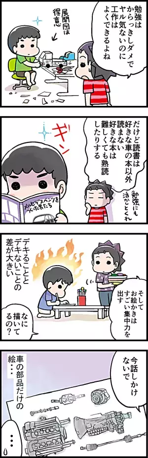 めずらしく集中して机に向かっていると思ったら…凸凹息子の観察