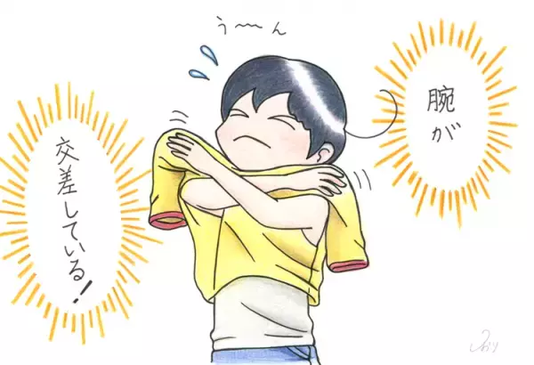 変身ポーズチェンジでスムーズお着替え！我が家にヒーロー「袖通しマン」爆誕