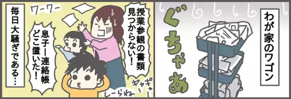 兄弟のプリントがごちゃごちゃ…片づけ苦手家族の朝が激変！「中身が見やすいA4トレイ3段引き出しBOX」【発達ナビ×フェリシモC.C.P】