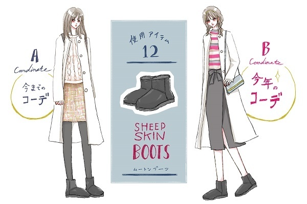 【去年モノ最旬アップデート】食べ歩きデートでも女の子っぽく♪もっさりムートンを今っぽあか抜けコーデに