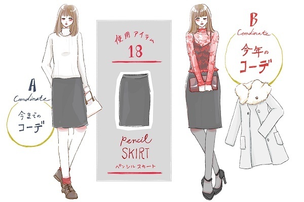 【去年モノ最旬アップデート】ペンシルスカートはクラシカルアイテムでオンナっぽく仕上げて♪