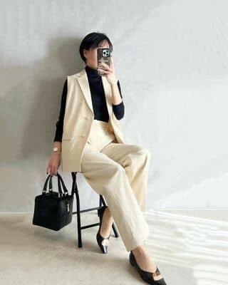 【ユニクロ新作】「大人のセットアップ」が最高傑作...！カチッとしすぎないクリームカラーが絶妙で好き♡