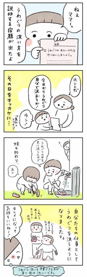 ［4コマ連載］hibi家だより ～ Vol.28  うわぐつ洗い～