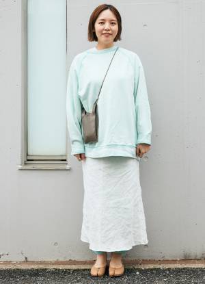 白スカートで爽やかリンク♪ ハンドメイドスカートのレイヤードがグッド