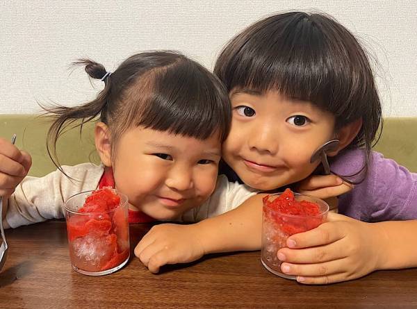 着色料なし・白砂糖なしのシロップで、おうちかき氷！