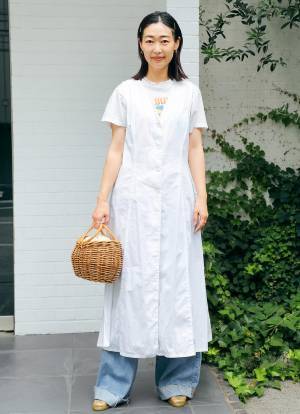 夏に持ちたいかごバッグ♡ビンテージMIXで甘くなりすぎない大人コーデ