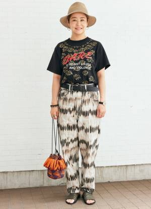 プリントTシャツはこう着る！麦わらハット＆チアフルカラーを合わせて夏ムード♪