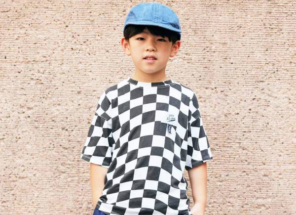 キッズコーデはや断然ザラ推し！チェッカー柄Tシャツ×キャップで元気いっぱいに♪