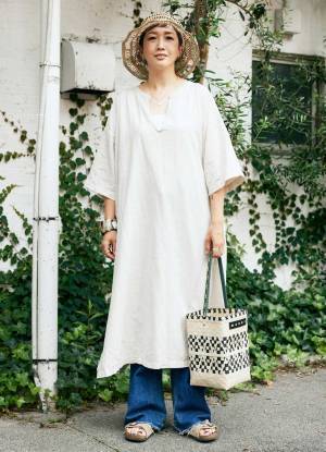 透かし編みハットはこうかぶる！ 親子で古着デニムをシェアしておしゃれ度爆上げ♪