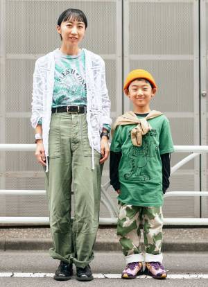 おしゃれ親子のミリタリーコーデ！ワークパンツ×レースならママでもトライしやすい♡