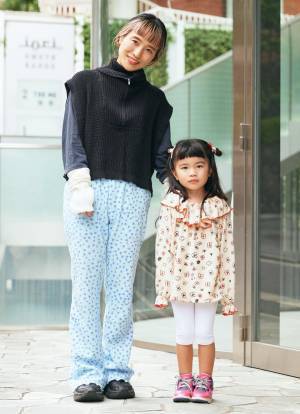 おしゃれ親子の古着MIXコーデ！ニットベスト×アームウォーマーであったか♡