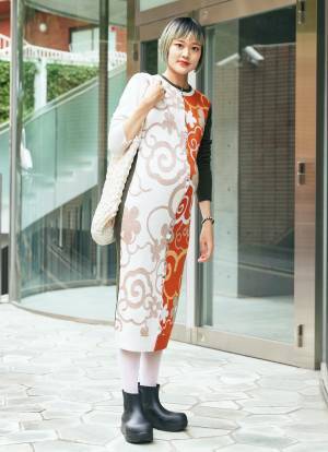 可愛すぎるマタニティコーデ♡ ニットの柄ワンピでおしゃれ度爆上げ！