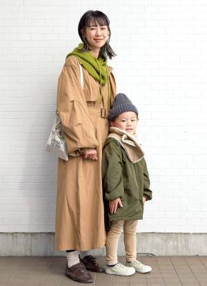 旬のバラクラバはグリーンが可愛い♡アースカラーでまとめたおしゃれな親子コーデ | HugMug