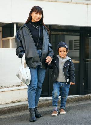 レザージャケットで辛口リンクコーデ。デニムも揃えてなかよし度アップ！ | HugMug