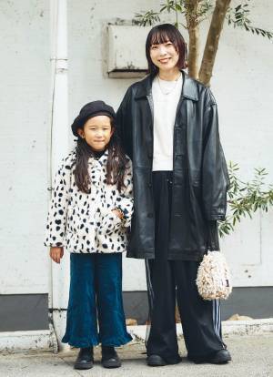 モノトーン上手なおしゃれ親子♡ ダルメシアン柄コートがめちゃかわ！ | HugMug