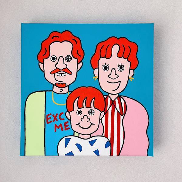 家族の思い出をインテリアに！世界に１つだけの家族似顔絵アート | HugMug