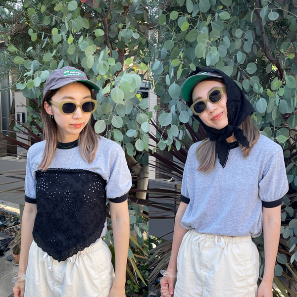 【3coins】“コットンレースバブーシュカ”がめっちゃ使える！アレンジ術&amp;コーデ紹介 | HugMug