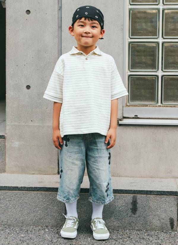 『ZARA KIDS』のデニムをリメイク！ パンクテイストの爽やか親子リンク | HugMug