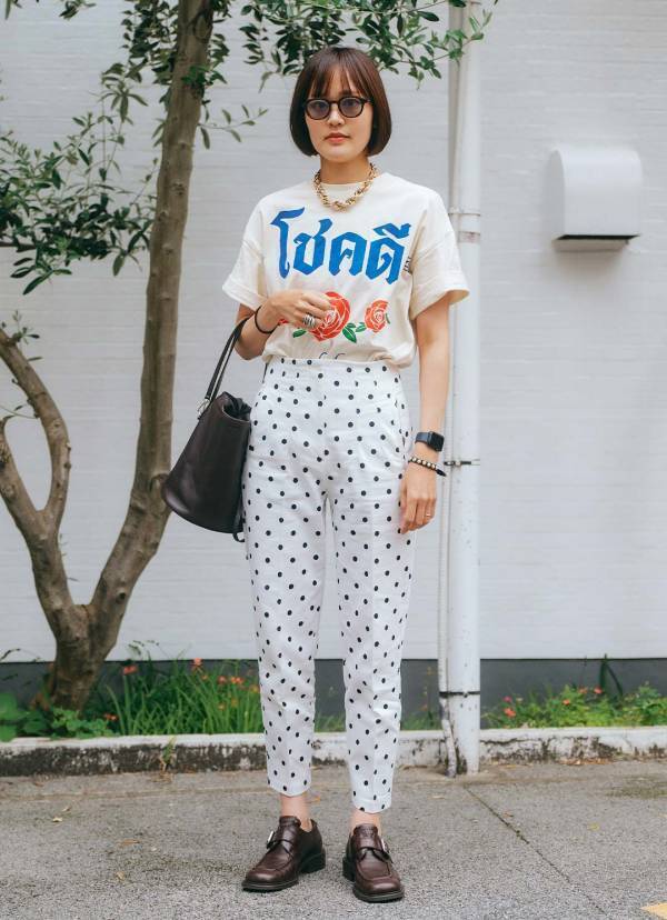 【ZARA】のドットパンツがめちゃ可愛い！プリントTと合わせて洗練カジュアルコーデ | HugMug