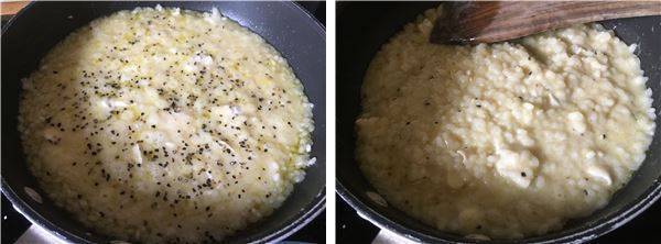 第131飯「半熟卵のフライ、チーズリゾット、アスパラガスの三位一体」