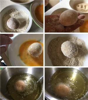 第131飯「半熟卵のフライ、チーズリゾット、アスパラガスの三位一体」