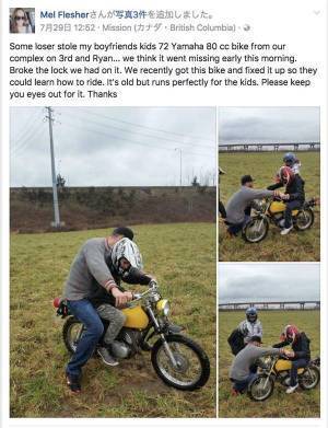 バイク泥棒が持ち主のメッセージで改心――詫び状を添えて返却