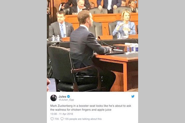 ザッカーバーグ氏、公聴会でのチェアクッション使用に注目集まる