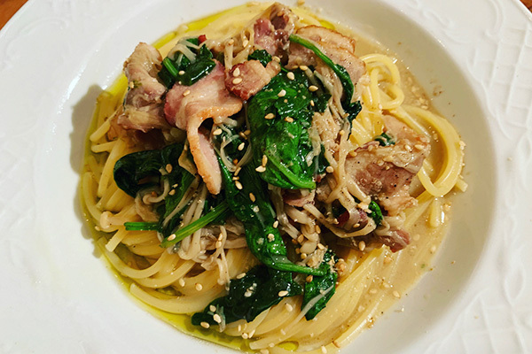 エノキのオイルパスタ（辻仁成「ムスコ飯」第284飯レシピ）