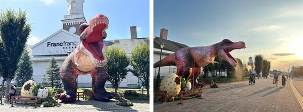 暑い秋に雪!? 季節外れの雪だるま＆10m超恐竜に大興奮！神戸三田アウトレットで『わくわくきっず王国』初開催