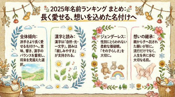 2025年生まれの赤ちゃんの名前ランキング、男の子、女の子それぞれの1位は？