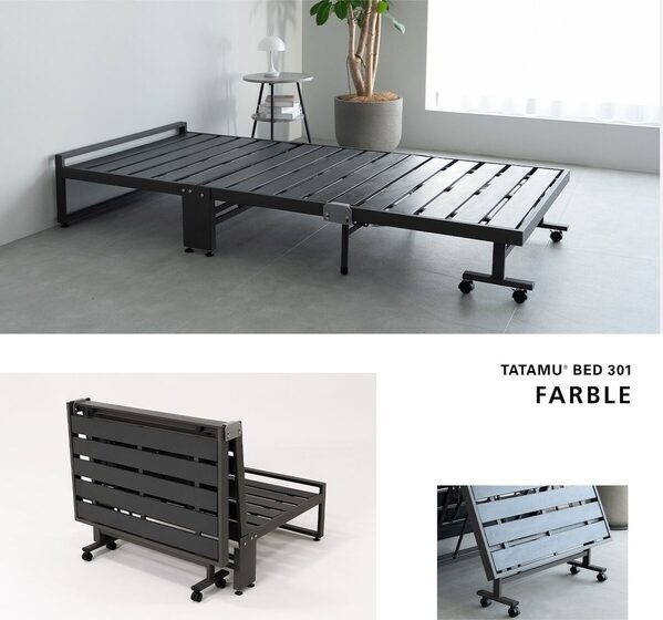 狭い部屋に奇跡の余白が生まれる！三つ折りマットレスの収納性を120％活かす専用ベッドが誕生。