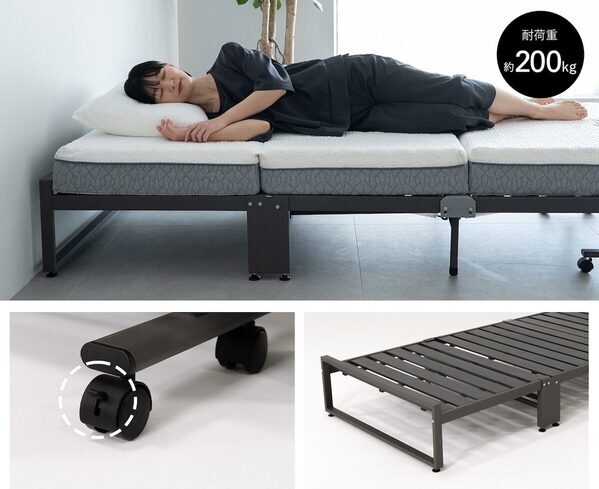 狭い部屋に奇跡の余白が生まれる！三つ折りマットレスの収納性を120％活かす専用ベッドが誕生。