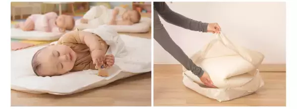 ママたちの声から生まれた！ニトリの“6つ折り”お昼寝布団が革命的。自転車かごにスッポリ＆雨OKの、送迎ストレス解消神アイテム！