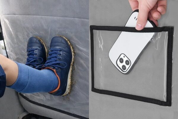 子どもって絶対蹴るよね。ヘッドレストに掛けるだけ・丸洗いOK・1,080円。子育てファミリーカーに絶対あったほうがいいやつ来た