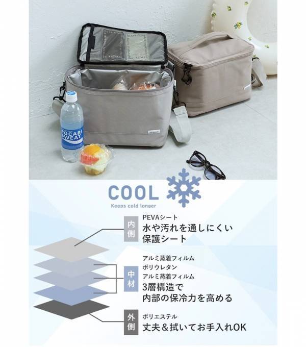 キャンプにも買い物にも使える強保冷クーラーバッグ。使わないときは折りたためてかさ張らないのが夏の暮らしに最高