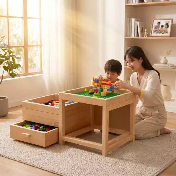 レゴ好きな子どもがいる家庭に届けたい。「遊んで・飾って・片付ける」が全部できる専用木製テーブルが登場！