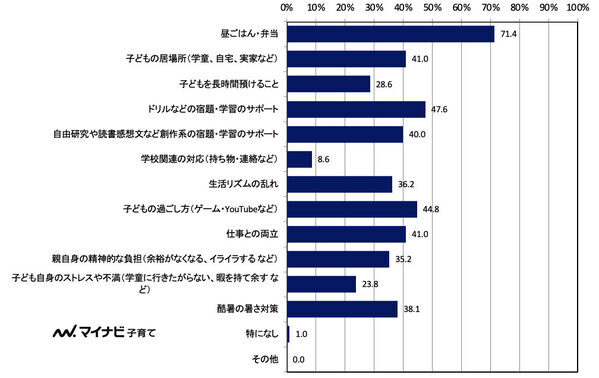 夏休みが楽しみじゃない…？ 小1の夏休みを前に親が不安に感じていることランキング